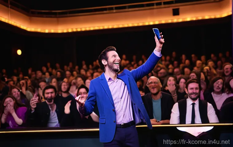 박소영 개그맨 준비 과정 - **Prompt:** A group of five aspiring comedians, of diverse ages and ethnicities, are gathered around...