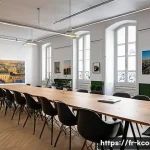 송은이 기획사 설립 - A modern artistic agency office in Paris, bustling with creative professionals collaborating in an o...