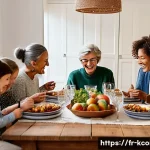 양세찬 가족 이야기 - A warm and lively family gathering in a modern French home during a traditional holiday feast, featu...