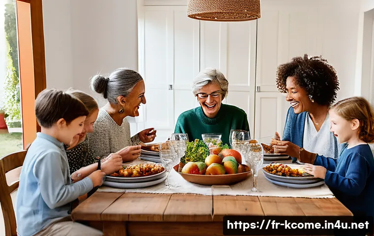 양세찬 가족 이야기 - A warm and lively family gathering in a modern French home during a traditional holiday feast, featu...