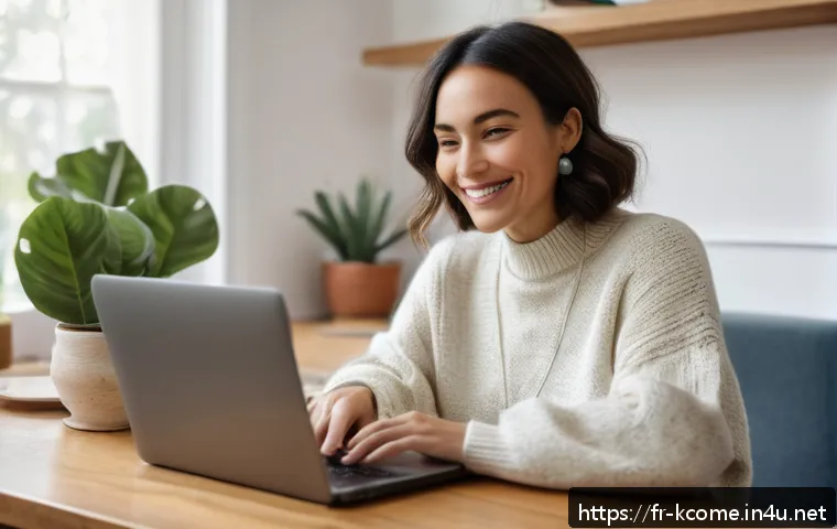 김숙 웹 예능 성공 사례 - A warm and authentic female content creator in her early 30s, sitting comfortably in a cozy, well-li...