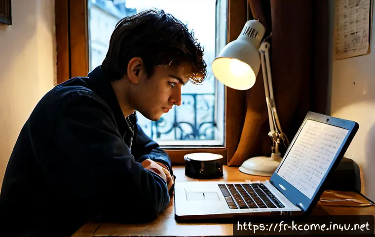 Home 17 유병재 작가 시절 이야기 - Photorealistic editorial scene of a young French comedy writer during his struggling early career, s...